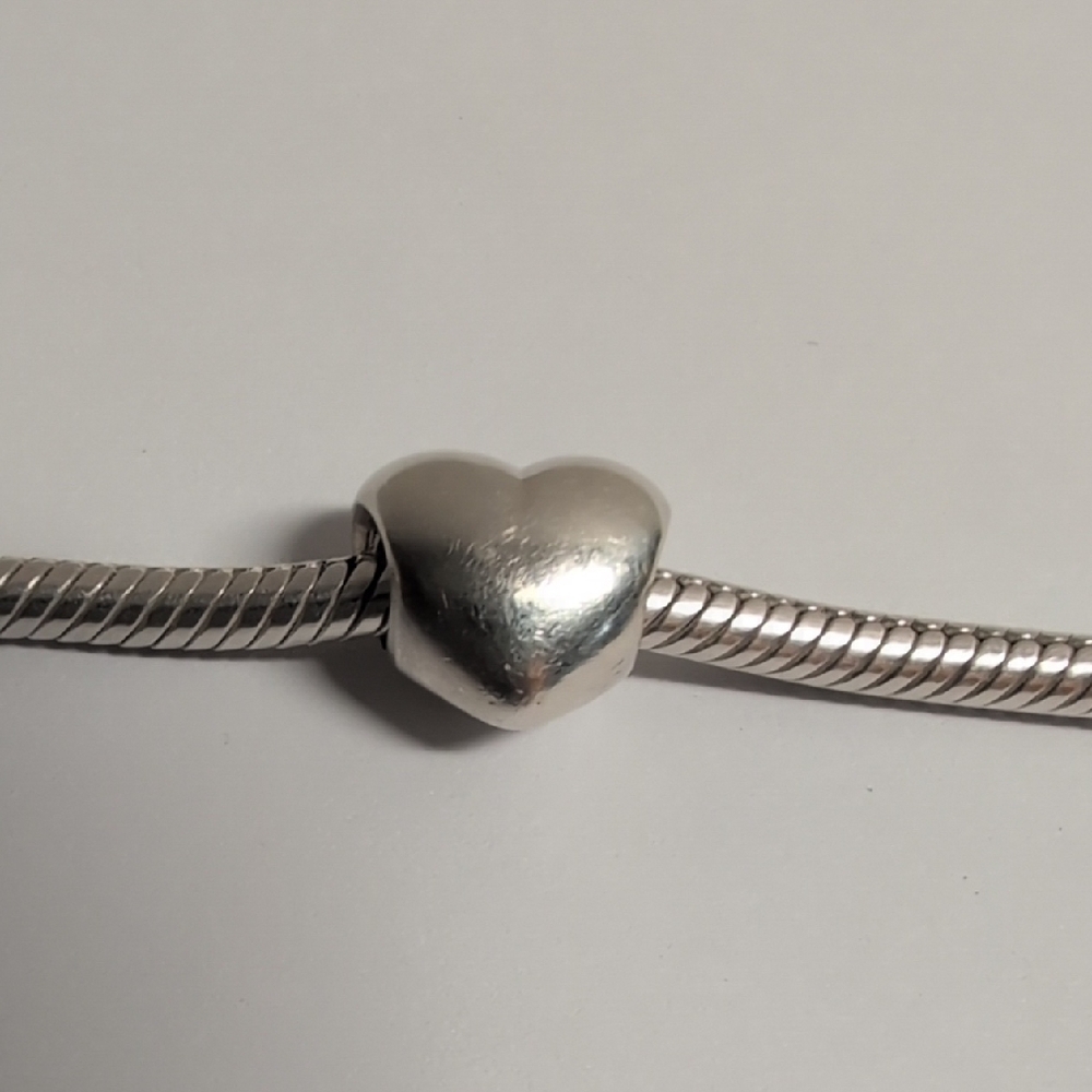 Pandora Sterling Silver Heart Plaid Charm Bead